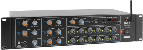 Pyle Amplificador de potencia Bluetooth inalámbrico de 12 canales, salida de potencia máxima de 6000 vatios, receptor mezclador de fuente de audio