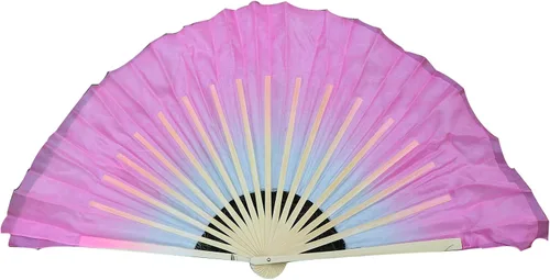 Miniatura 19 de Winged Sirenny Pares de abanicos plegables de seda cortos de 4 pulgadas (3.9 in) para adoración y baile popular chino (negro a morado)