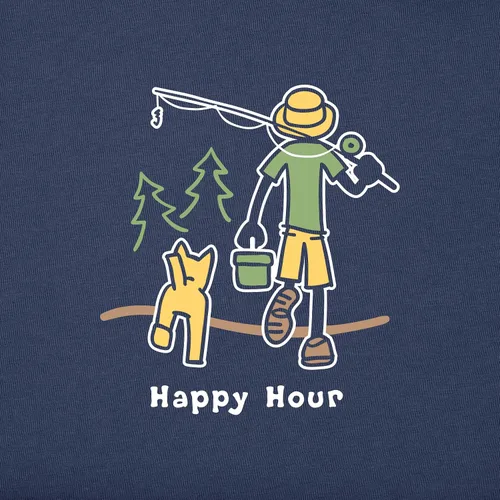 Miniatura 3 de Life is Good Camiseta Crusher para hombre, camisetas gráficas de algodón de manga corta, Happy Hour Fish