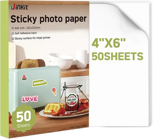 Miniatura 11 de Uinkit 100 hojas de papel fotográfico con etiquetas adhesivas brillantes imprimibles de 8.5 x 11 pulgadas, hoja completa de inyección de tinta