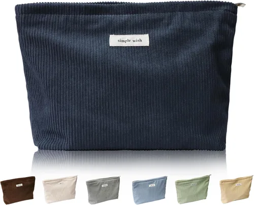 Miniatura 22 de Wudygirl Bolsa de maquillaje de lona para mujer, organizador estético de maquillaje, bolsa de maquillaje de viaje, bolsa de aseo para bolso, bolsa
