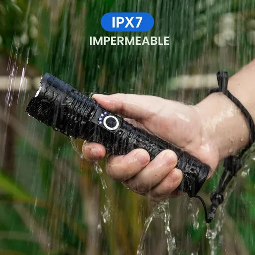 Miniatura 7 de KINGCAESAR Paquete de 3 linternas de 90,000 lúmenes altos, linterna recargable súper brillante con 5 modos de luz, IPX7 impermeable potente luz LED