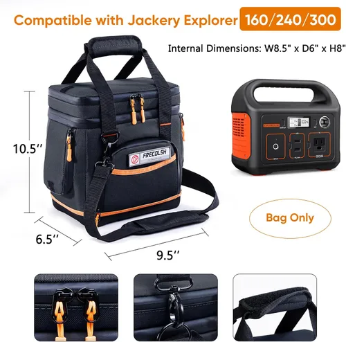Miniatura 2 de Bolsa de transporte de doble capa para Jackery Explorer 300/240/160 – Bolsa de almacenamiento portátil para estación de energía con fondo moldeado