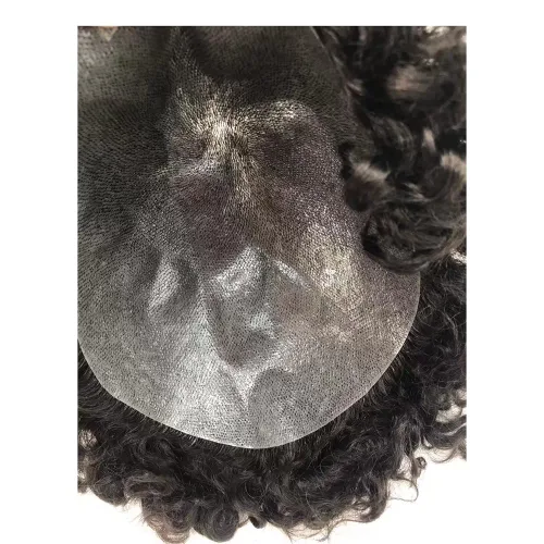Miniatura 3 de Unidades de cabello afro para hombre, tupé, meave, afro tupé para hombre, sistema de reemplazo de cabello humano rizado, postizo de 0.787 in, 1#