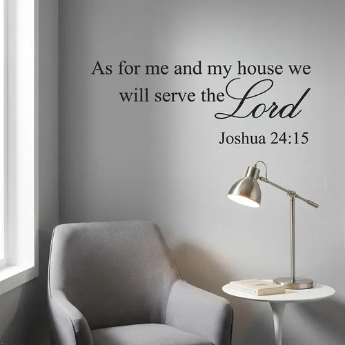 Miniatura 4 de Picniva As for Me and My House We Will Serve the Lord - Calcomanía para pared, 8 x 20 pulgadas, diseño de las Escrituras de Joshua 24:15, removible
