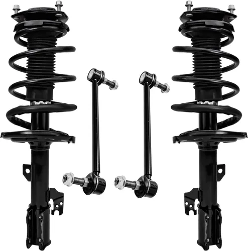 Miniatura 55 de Detroit Axle - Kit de 4 barras estabilizadoras delanteras para Ford F-150 2021 2022 2023 2024, 2 puntales con resorte helicoidal, 2 eslabones