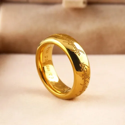 Miniatura 9 de Anillo grabado de oro de 0.276 in para hombres, mujeres y niños, anillo para gobernarlos a todos, anillo de lotería