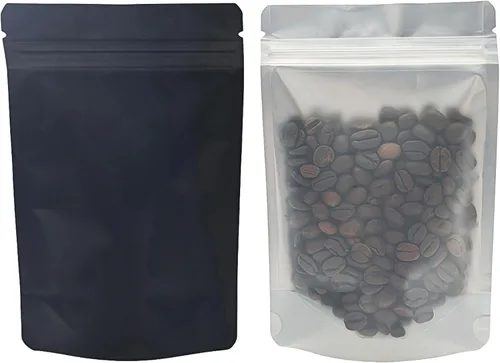 Miniatura 2 de PABCK 50 bolsas resellables de Mylar color negro, bolsas autosellables para almacenamiento de alimentos, dulces y café, bolsas de plástico