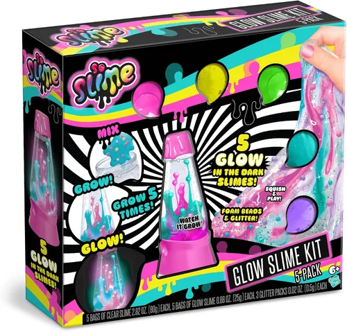 Miniatura 2 de Canal Toys So Slime Glow Slime, paquete de 5, divertido kit de slime que brilla en la oscuridad con contenedor. Estirar, aplastar y jugar