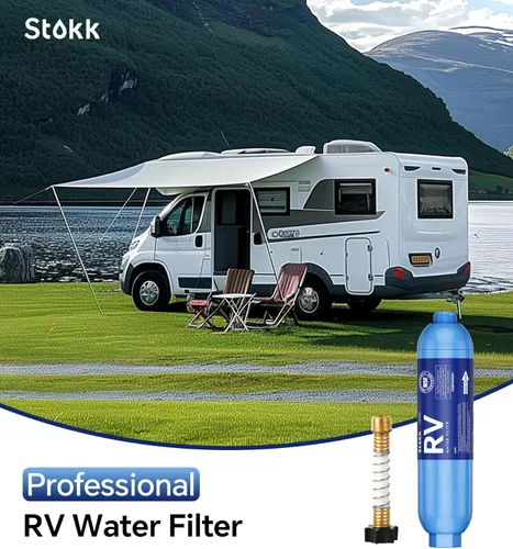 Miniatura 9 de Stokk - Filtro de agua para RV con protector de manguera flexible, certificado NSF, filtro de manguera de agua en línea para jardín, autocaravana