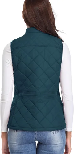 Miniatura 6 de Fuinloth - Chaleco acolchado para mujer, diseño de cuello alto, ligero, con cierre