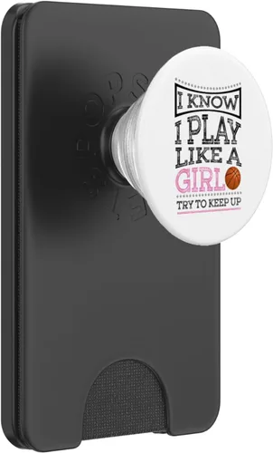 Miniatura 8 de I Know I jugar como una niña Trate de mantener Up – baloncesto regalo – popsockets agarre y soporte para teléfonos y tabletas, Negro