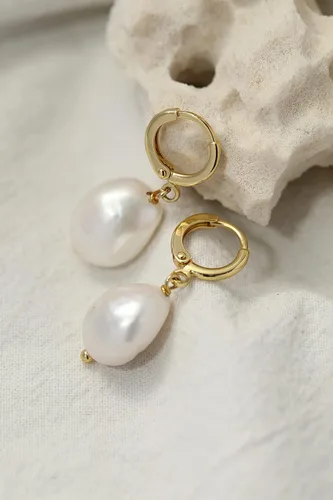 Miniatura 9 de 14k Gold Small Hoop Earrings with Simulated Baroque Pearl Earrings for Women Pearl Drop Dangle Earrings Gold Hoop Earrings for Women