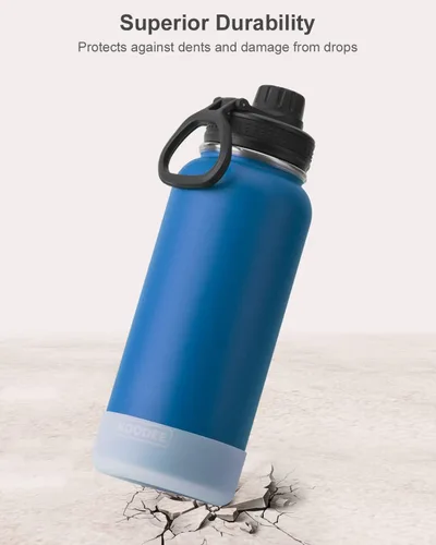 Miniatura 2 de koodee Insulated Water Bottle, 32 oz Stainless Steel Double Wall Vacuum Wide Mouth Sport Bottle with Leakproof Spout Lid (Navy)