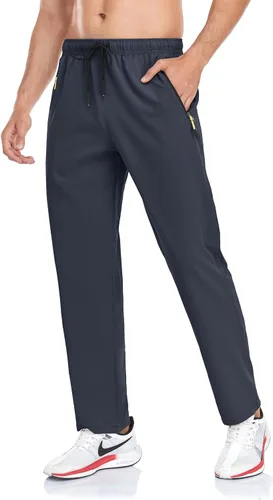 Miniatura 30 de Rapoo Pantalones ligeros para hombre con bolsillos con cremallera, secado rápido, pantalones deportivos de viaje para entrenamiento