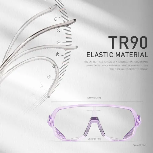 Miniatura 5 de KAPVOE Gafas de ciclismo fotocromáticas para hombres y mujeres, gafas de sol de bicicleta de montaña, gafas deportivas con protección UV Púrpura