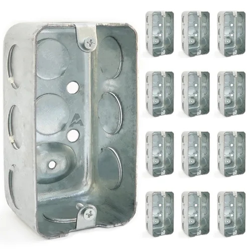 Miniatura 13 de Caja práctica profunda, caja eléctrica de acero estirado de 4 x 2, 2-1/8 pulgadas de profundidad de metal de una sola banda de montaje en superficie