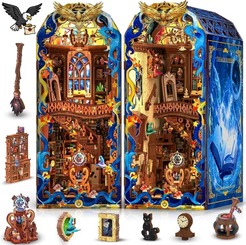 Kit de Rincón de Libros, Kit de Casa en Miniatura de Bricolaje para Adultos/Adolescentes/Principiantes, Kit de Casa de Muñecas para Manualidades