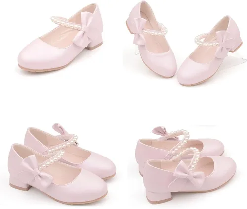 Miniatura 2 de TangDao Zapatos de vestir para niñas, zapatos Mary Jane, zapatos de princesa con lazo, zapatos de tacón para bodas, fiestas, bailes, zapatos planos
