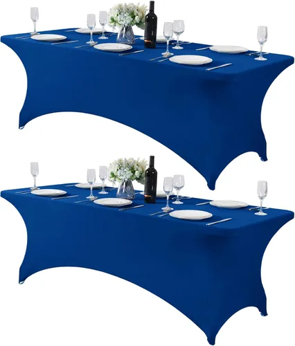 Miniatura 63 de Mantel de elastano para mesas de 4, 6 u 8 pies, mantel elástico universal ajustable para fiestas, banquetes, bodas y eventos - Verde manzana