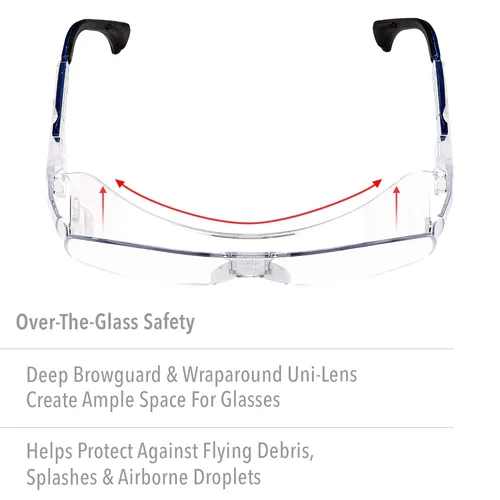 Miniatura 3 de Honeywell Uvex Ultra-Spec 2001 OTG (sobre el vidrio) Gafas de seguridad para visitantes con lente antivaho Uvextreme transparente (S0112C)