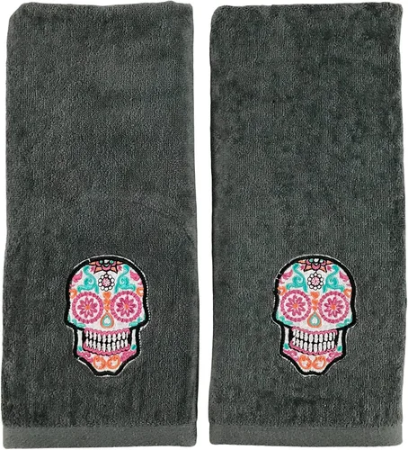 Miniatura 26 de Serafina Home Toallas de mano de baño de Halloween, fantasmas bordados, diseño Boo, juego de 2, color negro, 16 x 25 pulgadas