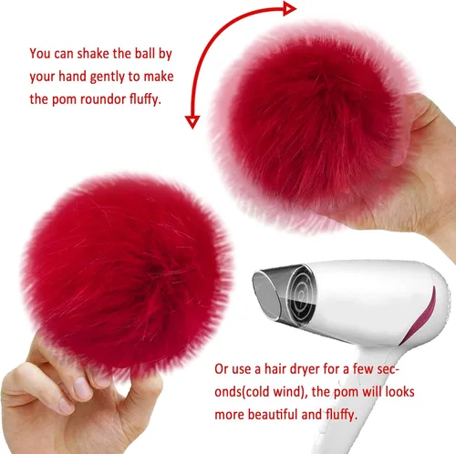 Miniatura 3 de SIQUK 30 pompones de piel sintética de zorro sintético, pompones esponjosos con lazo elástico para sombreros, bufandas, guantes, bolsas, accesorios