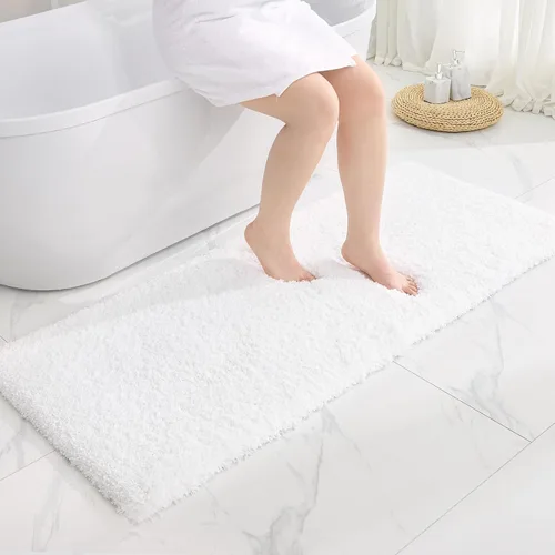 Miniatura 39 de Disolla Alfombras pequeñas para baño 17x24 antideslizante, alfombra de baño blanca esponjosa para el suelo del baño, lavable a máquina, alfombra