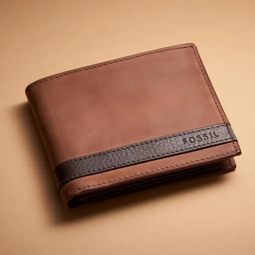 Miniatura 5 de Fossil Billetera plegable de cuero para hombre con ventana de identificación abatible para hombres