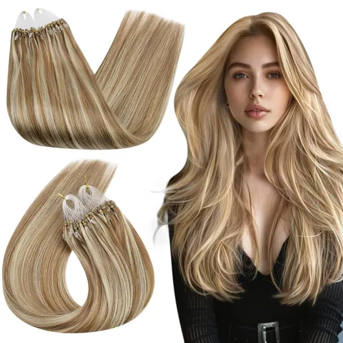 Miniatura 15 de Ugeat - Extensiones de cabello humano con microanillo, 14 pulgadas, extensiones de cabello Remy con microcuentas de 1 gm/hebra, 50 gms, extensiones