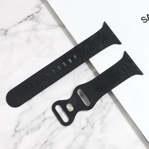 Miniatura 3 de Correas de silicona grabadas compatibles con Apple Watch de 1.496 in 1.575 in 1.614 in, correa deportiva impresa con láser compatible con iWatch
