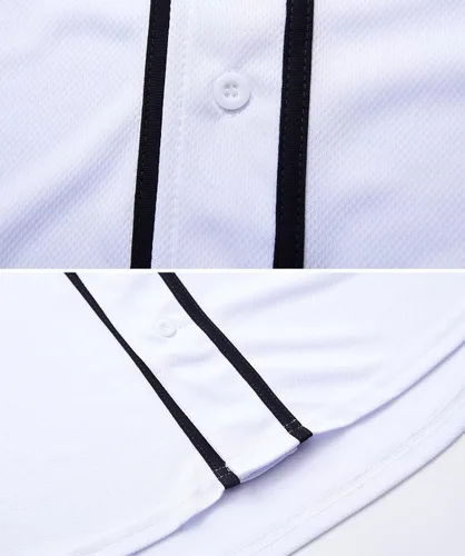 Miniatura 4 de babyhealthy Camiseta de béisbol en blanco con botones para hombre, camisetas de hipster, camisetas de softbol deportivo