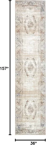 Miniatura 2 de Unique Loom Chateau Collection - Alfombra victoriana, texturizada, envejecida, vintage, tradicional, 3 x 13 pies, beige/marrón claro