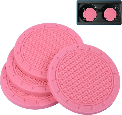 Miniatura 11 de Wisdompro - Posavasos para automóvil, paquete de 4 posavasos de PVC para automóvil, antideslizantes, universales, accesorios interiores de Negro