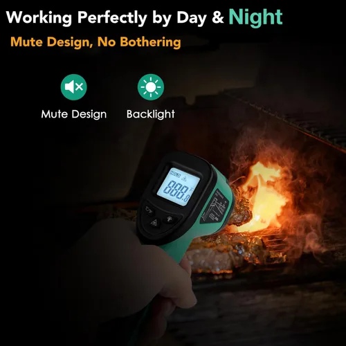 Miniatura 5 de OnniOne Pistola termómetro infrarroja para cocinar, -58℉~1022℉, pistola de temperatura láser digital para reptiles Blackstone Pizza Horno Reptiles