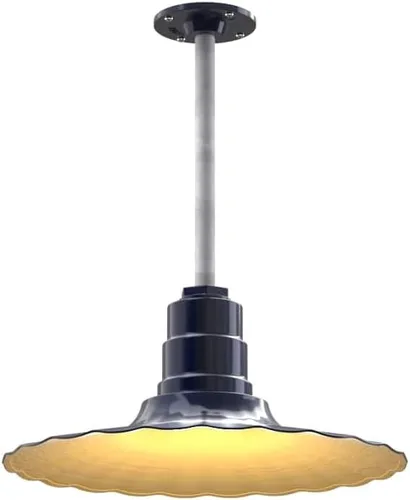 Miniatura 35 de Steel Lighting Co. Colgante Eagle Rock Lámpara montada en el techo Onda radial de 16 pulgadas vástago de 12 pulgadas Acero resistente