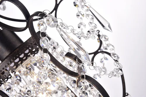 Miniatura 6 de Edvivi Amorette - Mini candelabro de cristal, 1 lámpara moderna y elegante de techo de bronce antiguo, iluminación colgante ajustable para armario