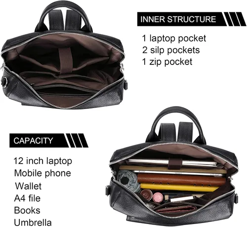Miniatura 6 de Over Earth Mochila de cuero para mujer, bolso bandolera de moda para mujer, Negro