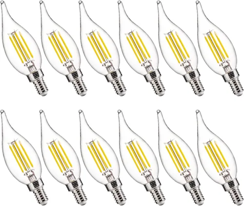 Miniatura 11 de FLSNT Bombillas LED para candelabro CA11 E12, bombillas LED regulables, equivalente a 40 W, luz blanca cálida de 2200 K, 330 lm, acabado de vidrio