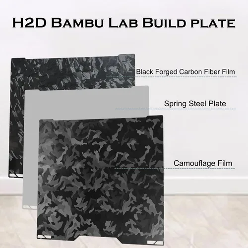 Miniatura 2 de Placa de construcción H2S H2D de 346x355mm, placa de acero de resorte lisa de doble cara para plataforma de impresora 3D Bambu Lab H2S, H2D, H2D