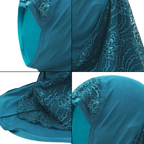 Miniatura 7 de Hijab musulmán instantáneo de una pieza para la cabeza, bufanda islámica, cubierta completa, turbante de encaje, gorro de chal