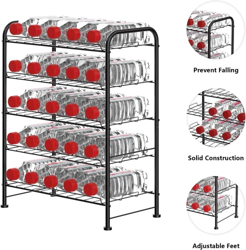 Miniatura 3 de OYEAL Organizador de estantes para botellas de agua de 5 niveles, soporte independiente para botellas de agua embotellada, organizador, soporte
