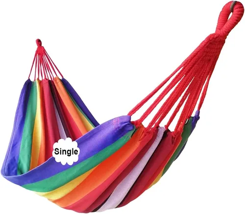Miniatura 19 de GOCAN - Hamaca doble brasileña para 2 personas, 129.9 x 59 pulgadas, carga de 500 libras, lona de algodón, hamaca para patio, porche, jardín, patio