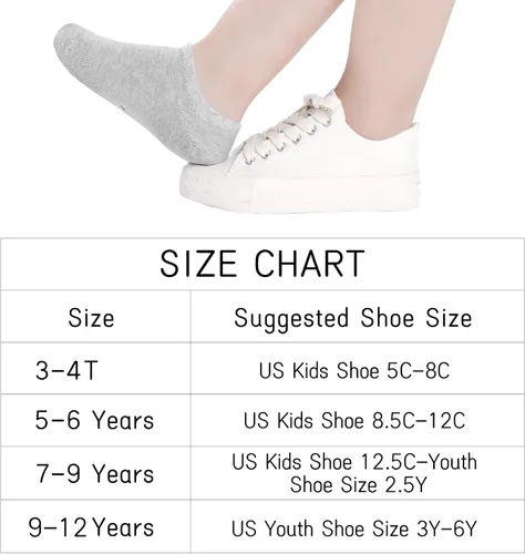 Miniatura 3 de Witwot 10 pares de calcetines invisibles para niños y niñas, antideslizantes, de corte bajo, calcetines tobilleros
