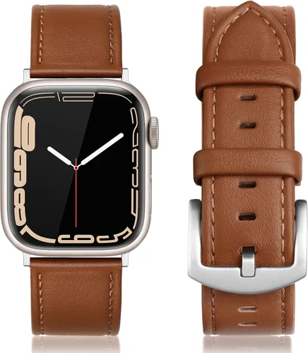 Miniatura 35 de EDIMENS Correas de cuero compatibles con Apple Watch de 1.81 pulgadas, 1.77 pulgadas, 1.73 pulgadas, 1.65 pulgadas (serie 1, 2, 3) para hombres