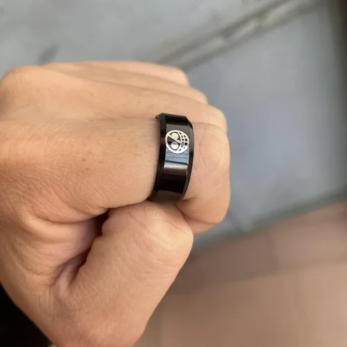 Miniatura 3 de Anillo de anime Trafalgar Lawbigote blancoflamenco para hombres y niños, anillo negro de 0.315 in de ancho, anillos de joyería de una pieza