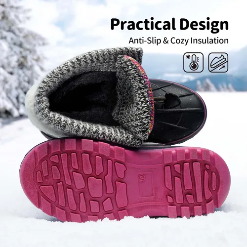 Miniatura 3 de DREAM PAIRS Botas de nieve, impermeables, con aislamiento, de invierno, para niño y niña