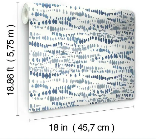 Miniatura 6 de RoomMates RMK11761RL - Papel tapiz de líneas punteadas azul marino y blanco, rollo