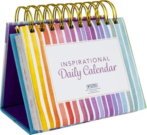 Global Printed Products Calendario Diario Perpetuo de Hojas Motivacional e Inspiracional con Caballete Autoportante (Rayas Arcoíris)