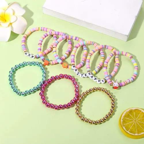 Miniatura 209 de Surfer Heishi - Pulseras apilables para mujer, apilables, de vinilo arcoíris, disco de arcilla, pulseras elásticas para la amistad, joyería bohemia